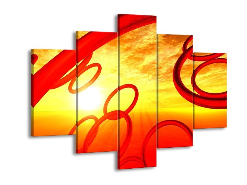Glas schilderij Zon | Geel, Rood, Oranje | 150x105cm 5Luik