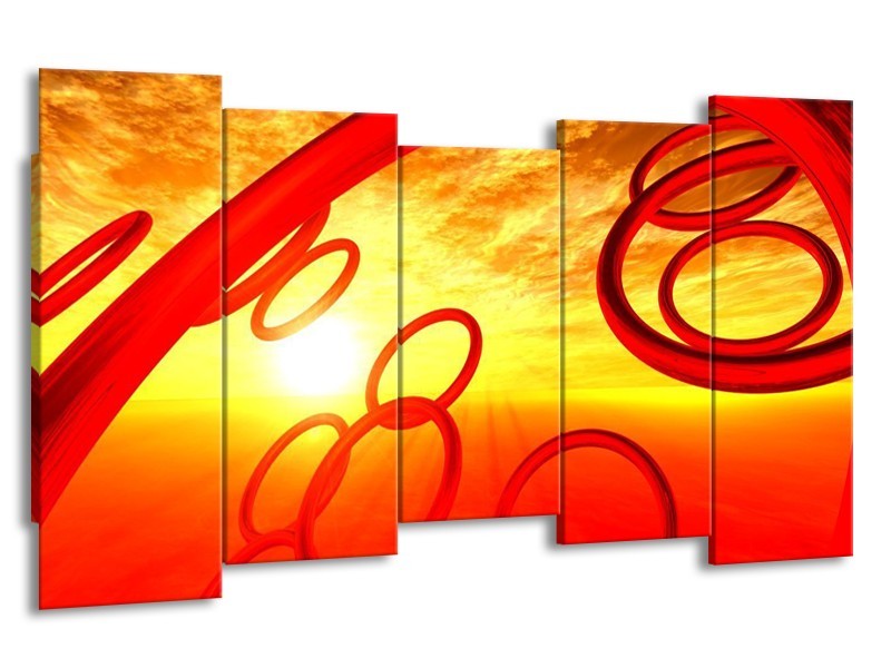 Glas schilderij Zon | Geel, Rood, Oranje | 150x80cm 5Luik