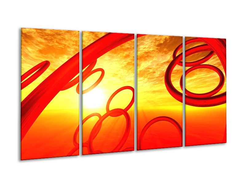 Glas schilderij Zon | Geel, Rood, Oranje | 160x80cm 4Luik