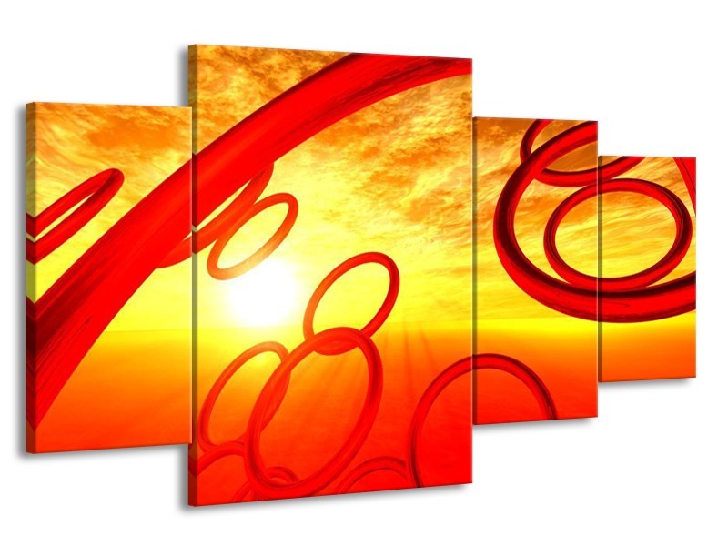 Glas schilderij Zon | Geel, Rood, Oranje | 160x90cm 4Luik
