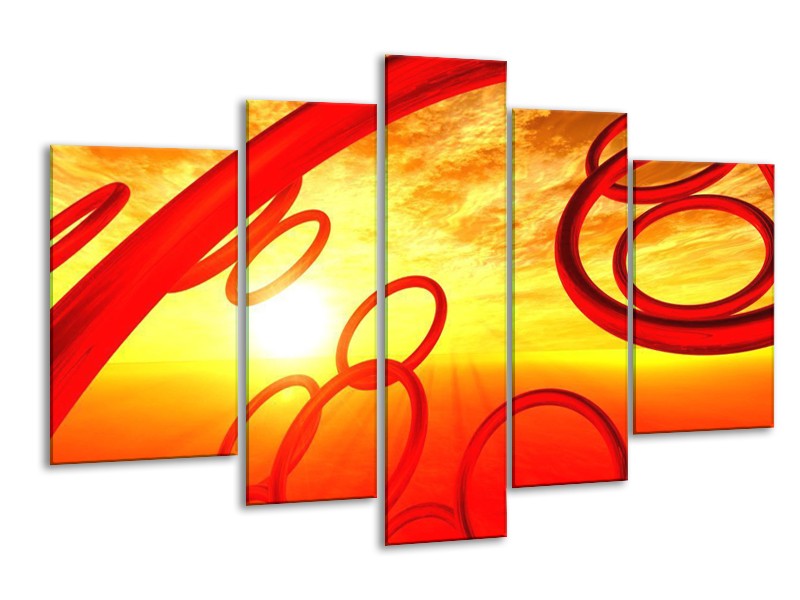 Glas schilderij Zon | Geel, Rood, Oranje | 170x100cm 5Luik