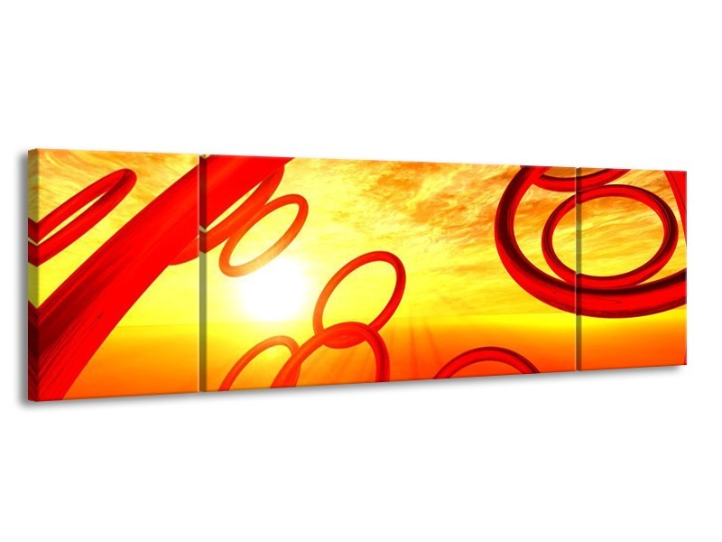 Glas schilderij Zon | Geel, Rood, Oranje | 170x50cm 3Luik