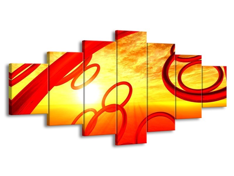 Glas schilderij Zon | Geel, Rood, Oranje | 210x100cm 7Luik
