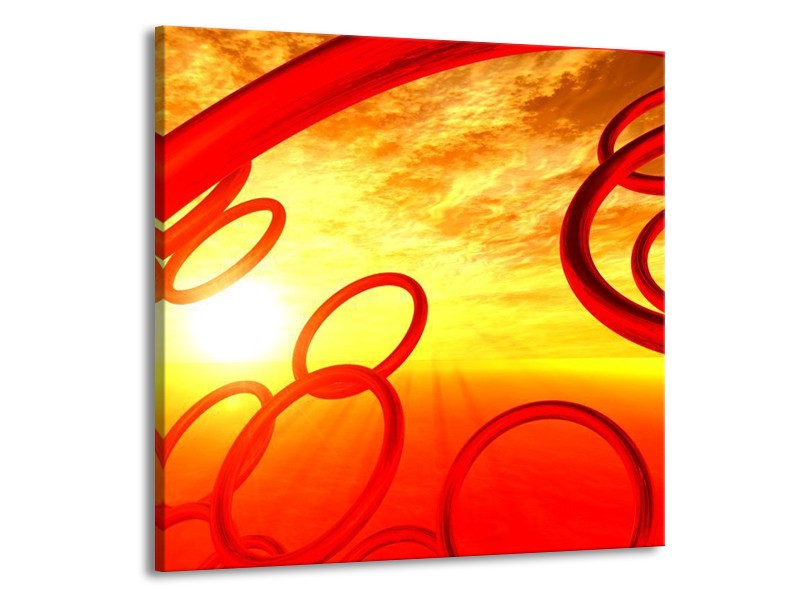 Glas schilderij Zon | Geel, Rood, Oranje | 50x50cm 1Luik