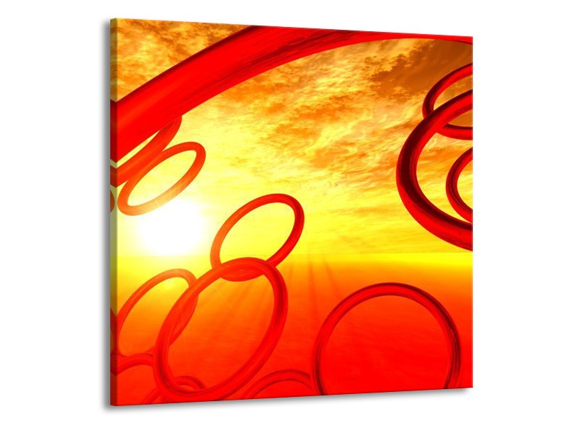 Glas schilderij Zon | Geel, Rood, Oranje | 70x70cm 1Luik