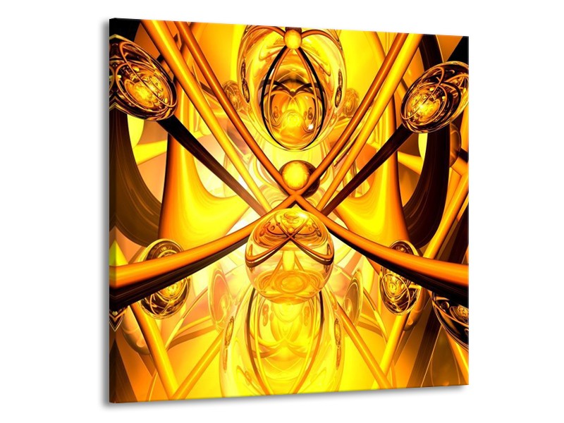 Glas schilderij Abstract | Geel, Goud, Bruin | 50x50cm 1Luik