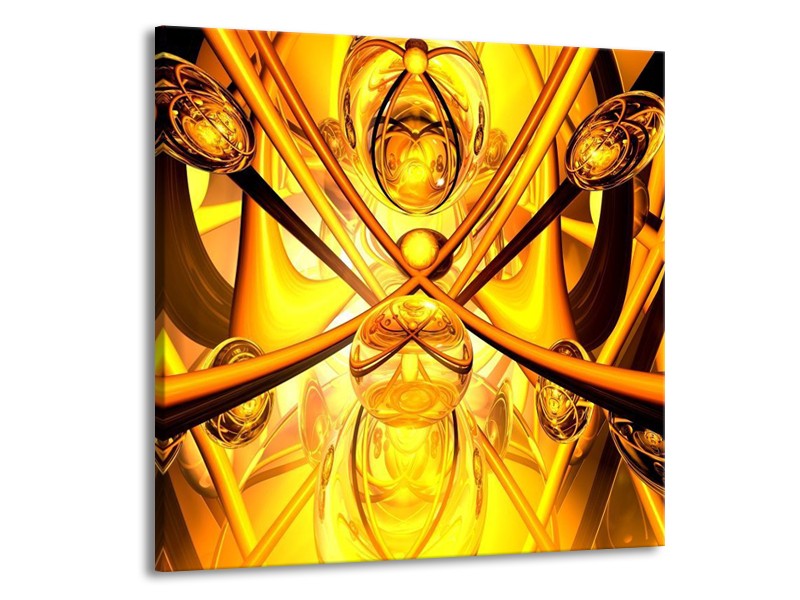 Glas schilderij Abstract | Geel, Goud, Bruin | 70x70cm 1Luik