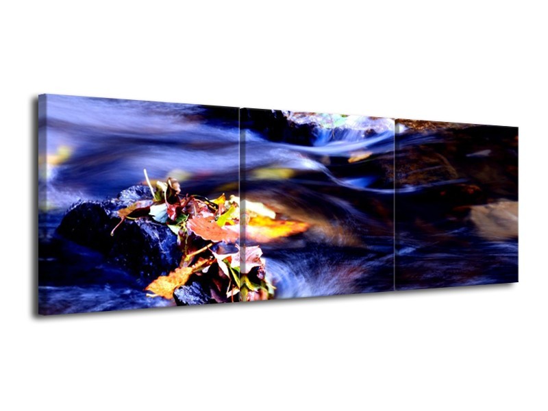 Glas schilderij Mist | Blauw, Paars, Geel | 120x40cm 3Luik