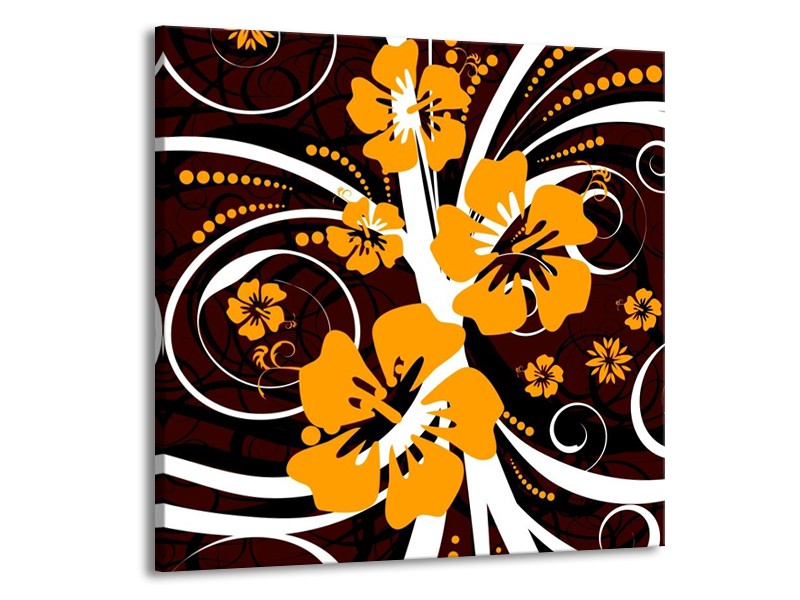 Glas schilderij Abstract | Wit, Oranje, Bruin | 50x50cm 1Luik