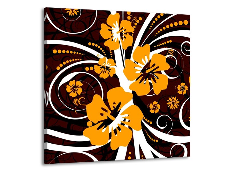 Canvas schilderij Abstract | Wit, Oranje, Bruin | 70x70cm 1Luik
