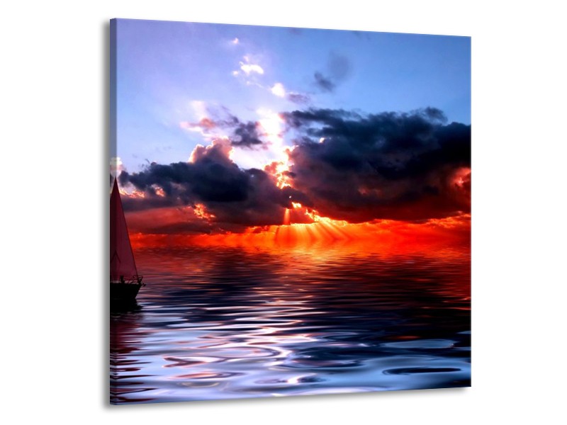 Glas schilderij Zee | Rood, Geel, Blauw | 50x50cm 1Luik