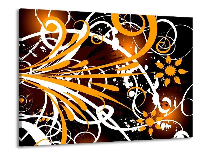 Glas schilderij Abstract | Oranje, Wit, Bruin | 100x70cm 1Luik