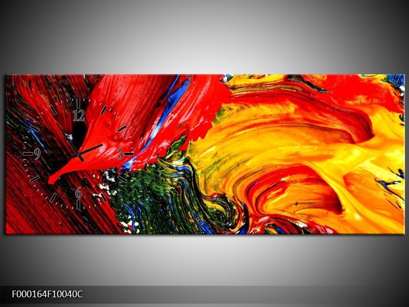 Klok schilderij Verf | Rood, Geel, Groen | 100x40cm 1Luik