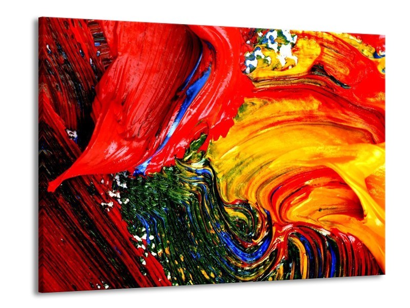 Canvas schilderij Verf | Rood, Geel, Groen | 100x70cm 1Luik