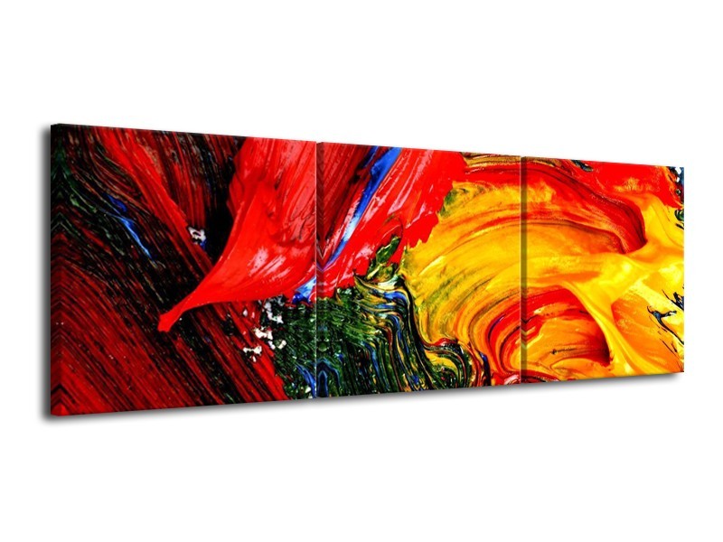 Canvas schilderij Verf | Rood, Geel, Groen | 120x40cm 3Luik