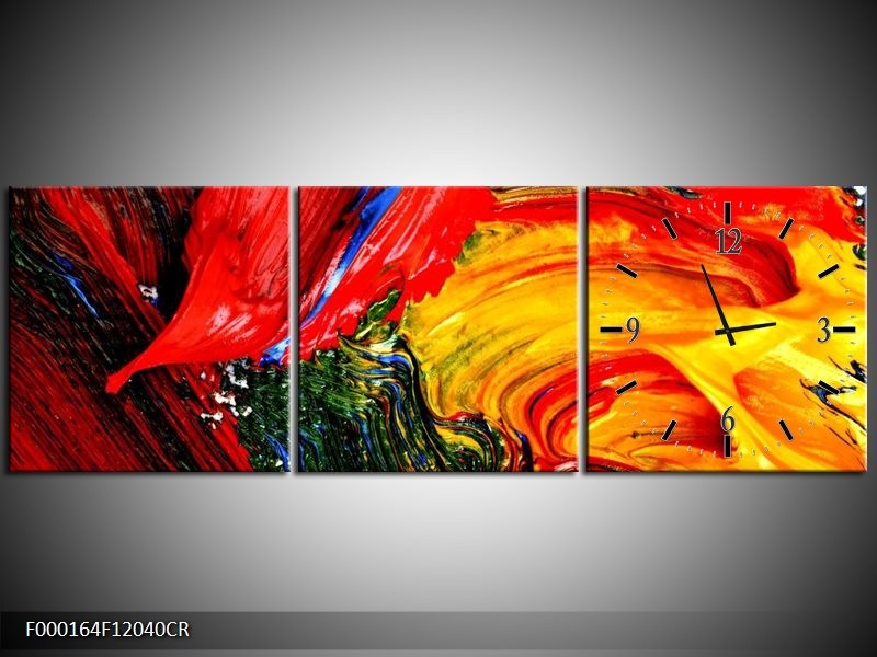 Klok schilderij Verf | Rood, Geel, Groen | 120x40cm 3Luik