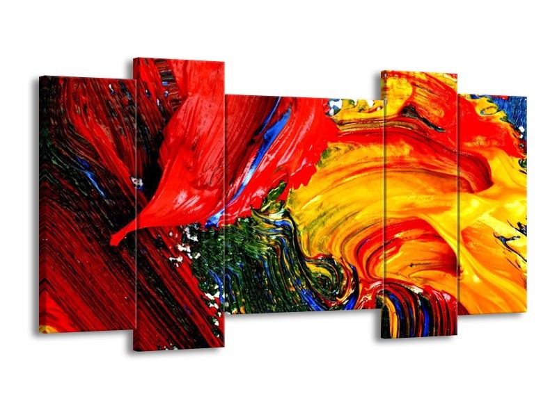 Glas schilderij Verf | Rood, Geel, Groen | 120x65cm 5Luik