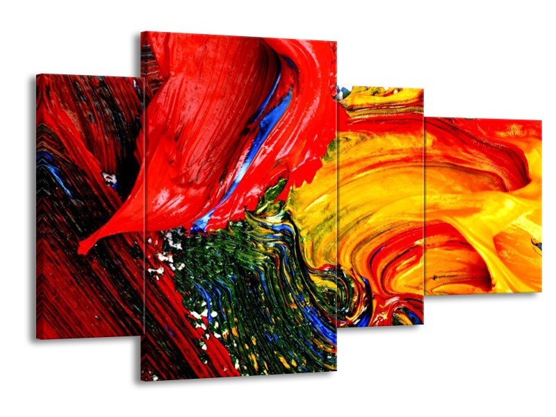 Glas schilderij Verf | Rood, Geel, Groen | 120x75cm 4Luik
