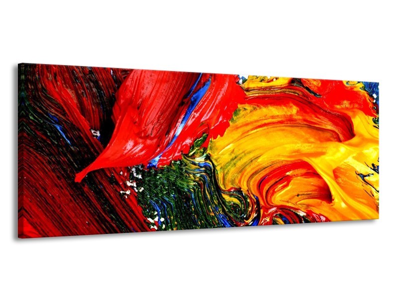 Glas schilderij Verf | Rood, Geel, Groen | 145x58cm 1Luik