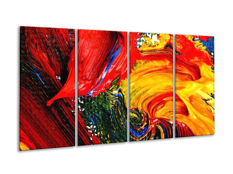 Canvas schilderij Verf | Rood, Geel, Groen | 160x80cm 4Luik