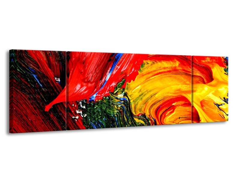 Canvas schilderij Verf | Rood, Geel, Groen | 170x50cm 3Luik