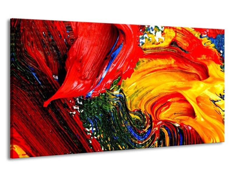 Canvas schilderij Verf | Rood, Geel, Groen | 190x100cm 1Luik
