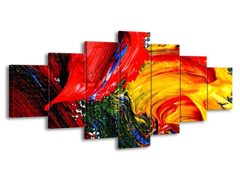 Glas schilderij Verf | Rood, Geel, Groen | 210x100cm 7Luik