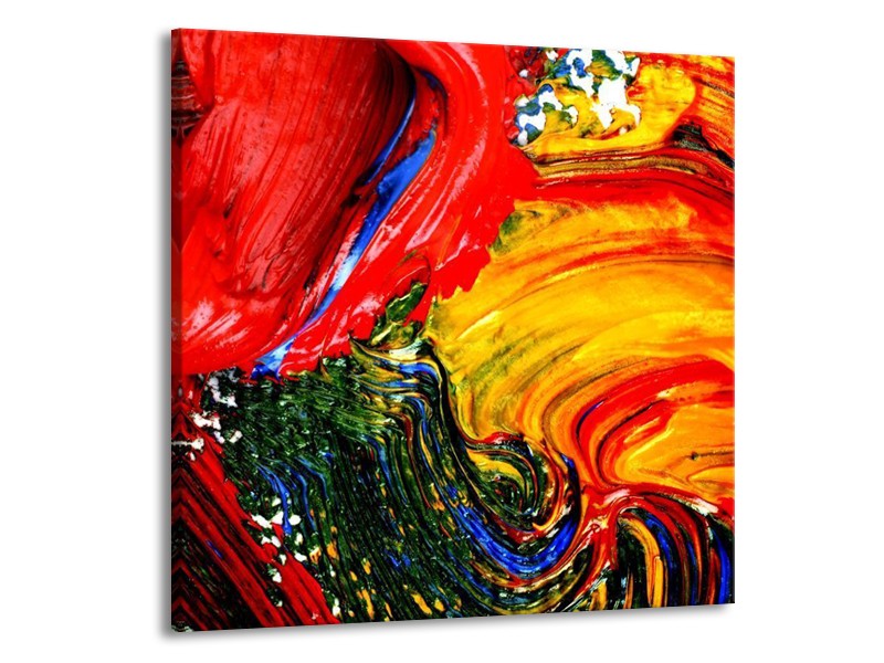 Canvas schilderij Verf | Rood, Geel, Groen | 50x50cm 1Luik