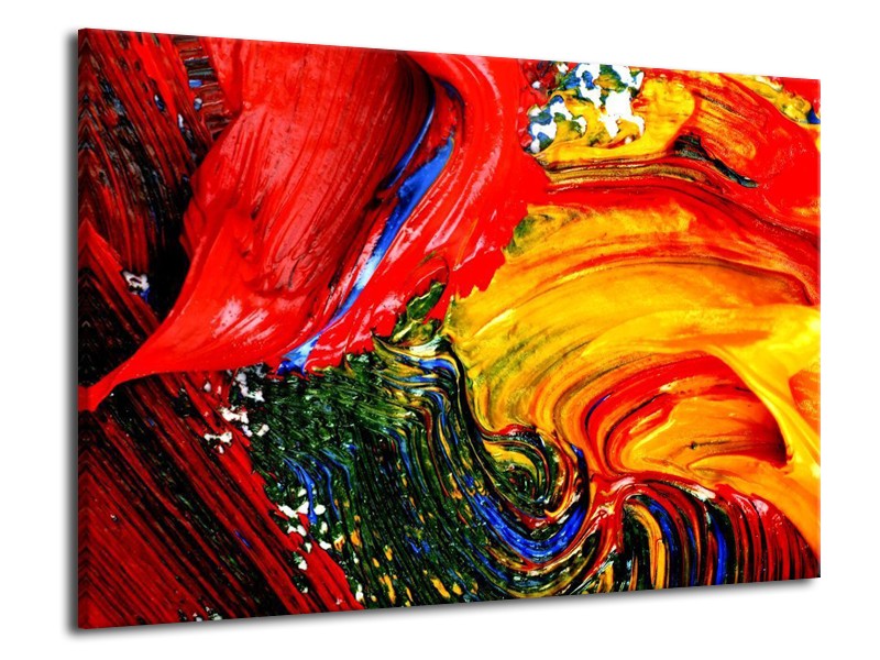 Glas schilderij Verf | Rood, Geel, Groen | 70x50cm 1Luik
