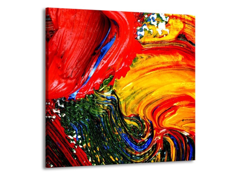 Canvas schilderij Verf | Rood, Geel, Groen | 70x70cm 1Luik