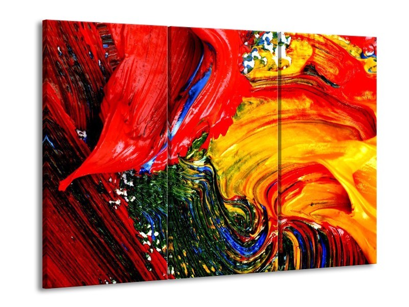 Canvas schilderij Verf | Rood, Geel, Groen | 90x60cm 3Luik