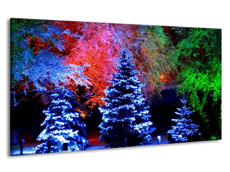 Canvas schilderij Kerstboom | Blauw, Groen, Rood | 190x100cm 1Luik