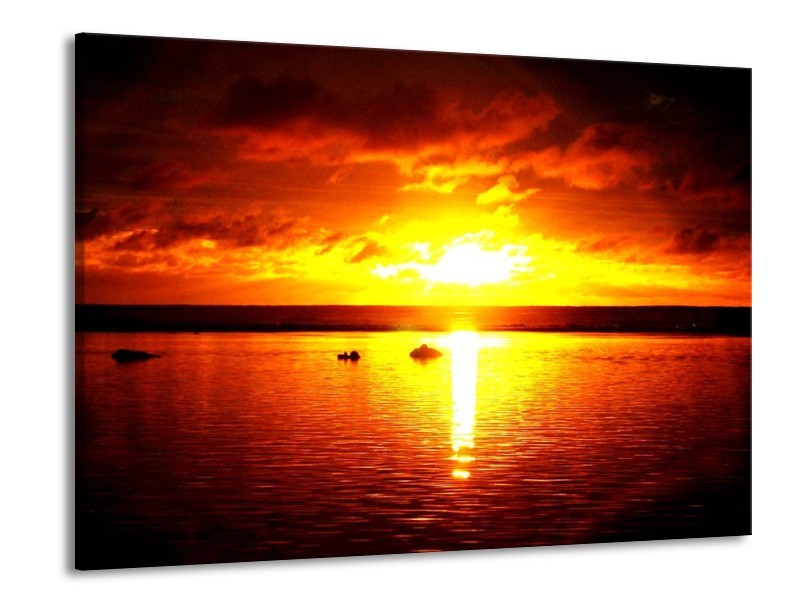 Glas schilderij Zonsondergang | Geel, Rood | 100x70cm 1Luik