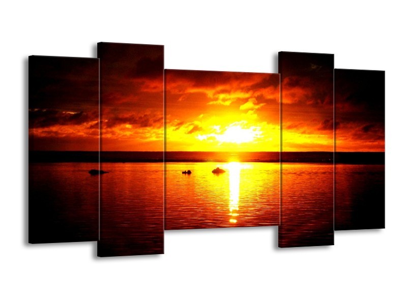 Glas schilderij Zonsondergang | Geel, Rood | 120x65cm 5Luik