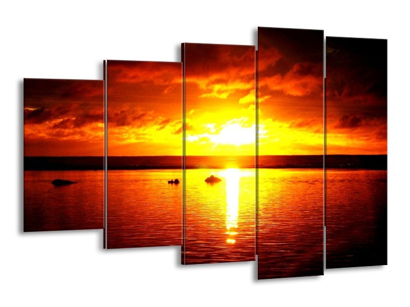Glas schilderij Zonsondergang | Geel, Rood | 150x100cm 5Luik