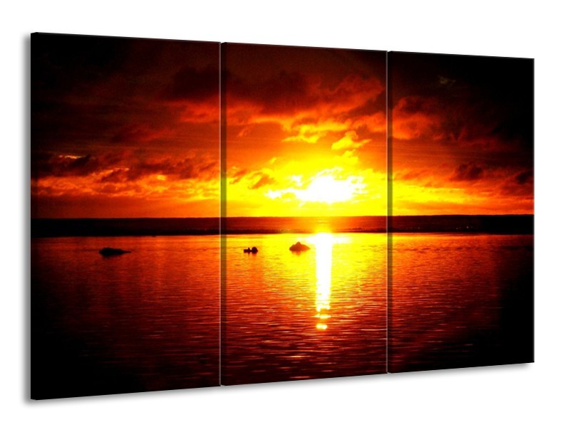 Glas schilderij Zonsondergang | Geel, Rood | 165x100cm 3Luik