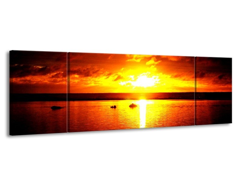 Glas schilderij Zonsondergang | Geel, Rood | 170x50cm 3Luik