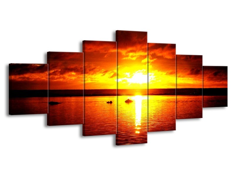 Glas schilderij Zonsondergang | Geel, Rood | 210x100cm 7Luik