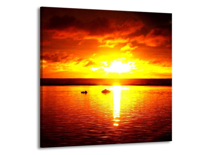 Glas schilderij Zonsondergang | Geel, Rood | 50x50cm 1Luik