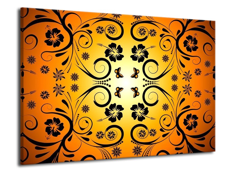 Canvas schilderij Abstract | Zwart, Geel, Oranje | 70x50cm 1Luik