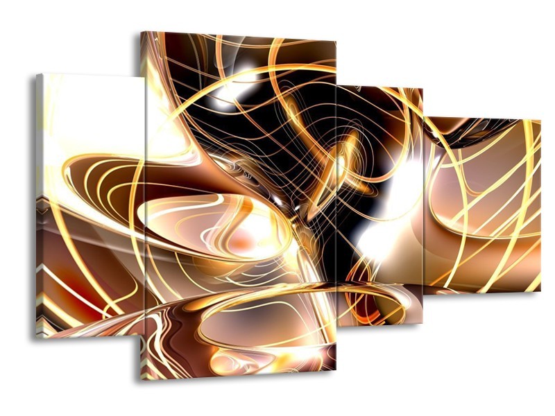 Glas schilderij Abstract | Wit, Bruin, Wit | 120x75cm 4Luik