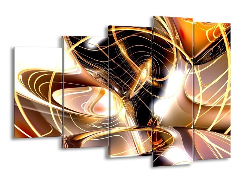 Glas schilderij Abstract | Wit, Bruin, Wit | 150x100cm 5Luik