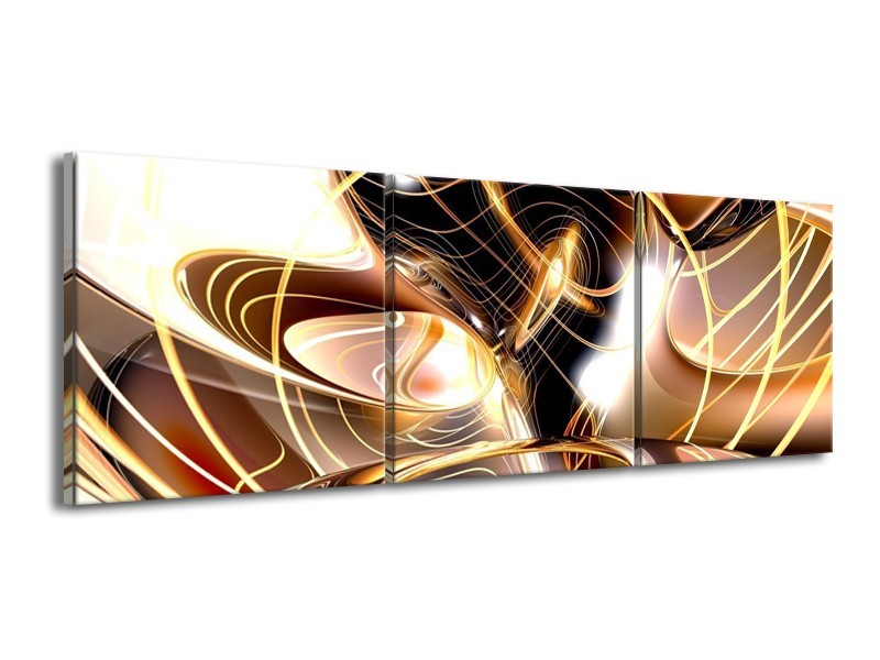 Canvas schilderij Abstract | Wit, Bruin, Wit | 150x50cm 3Luik