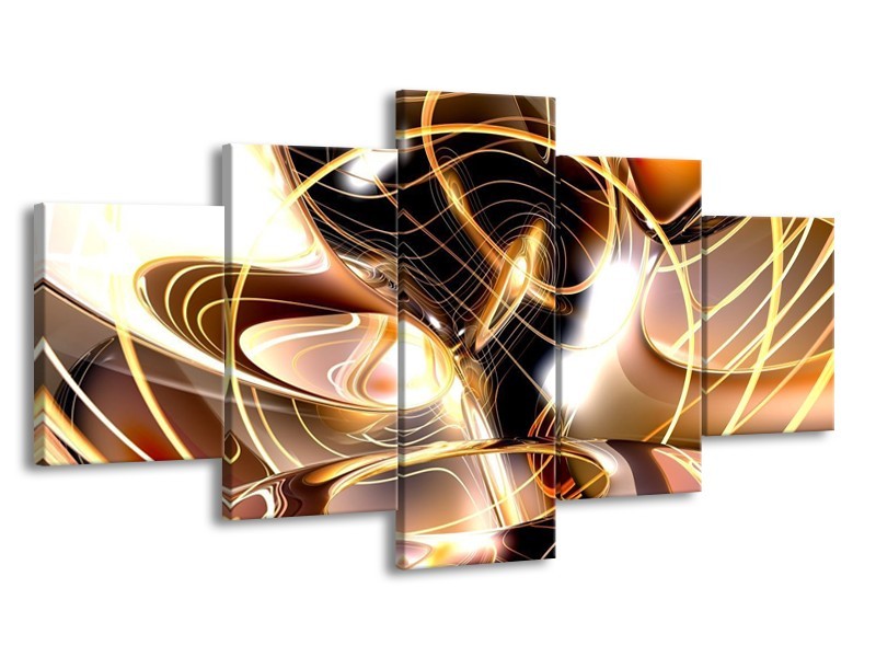 Glas schilderij Abstract | Wit, Bruin, Wit | 150x80cm 5Luik