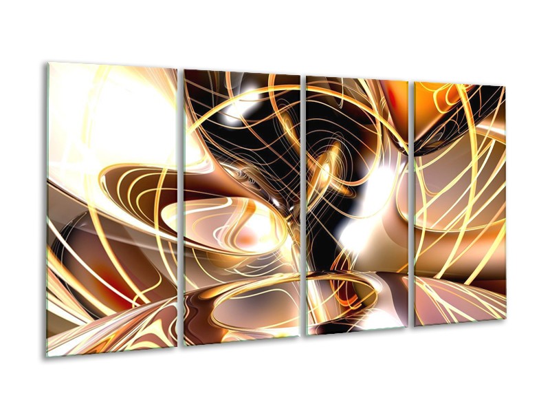 Glas schilderij Abstract | Wit, Bruin, Wit | 160x80cm 4Luik