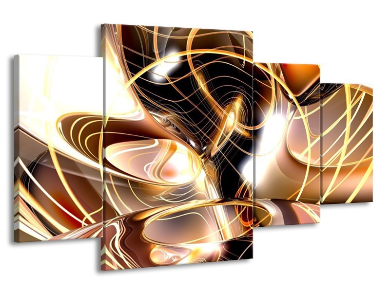 Glas schilderij Abstract | Wit, Bruin, Wit | 160x90cm 4Luik
