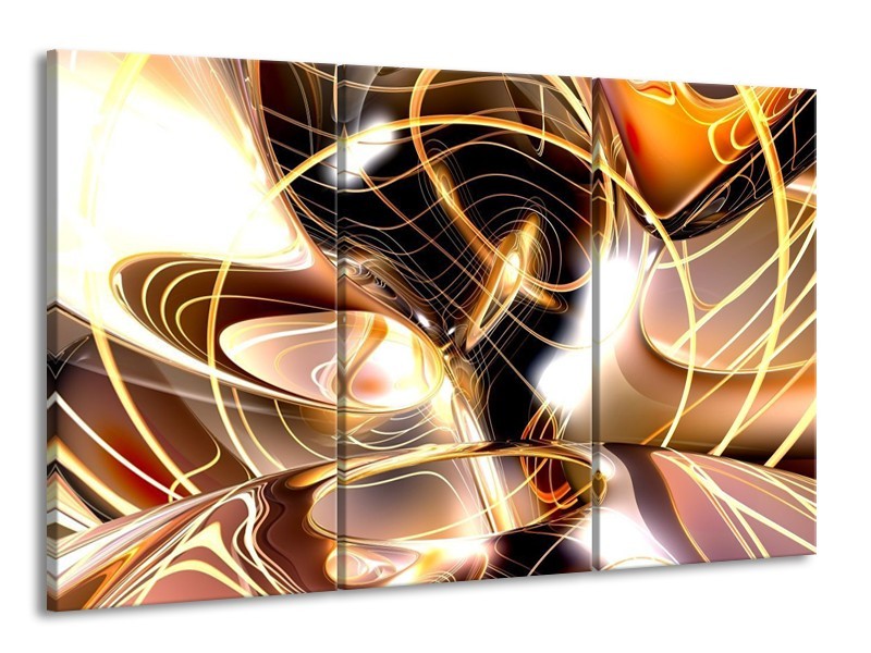 Glas schilderij Abstract | Wit, Bruin, Wit | 165x100cm 3Luik