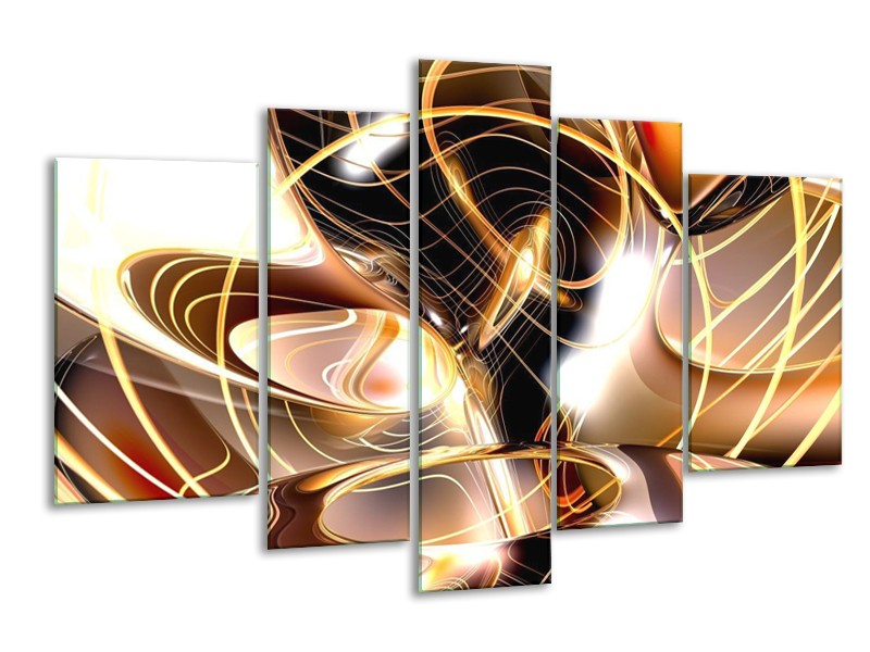 Glas schilderij Abstract | Wit, Bruin, Wit | 170x100cm 5Luik