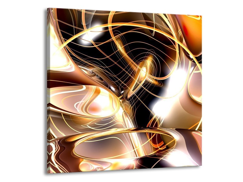 Glas schilderij Abstract | Wit, Bruin, Wit | 50x50cm 1Luik