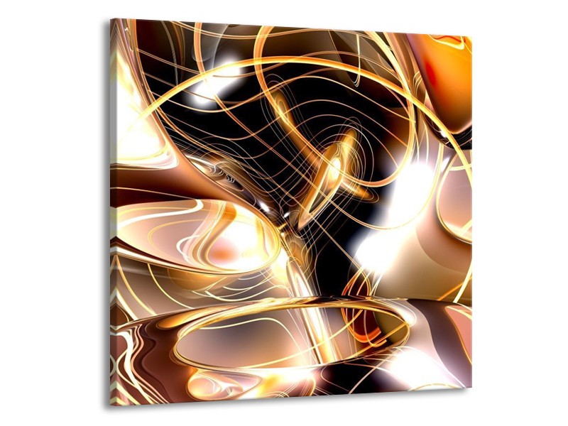 Glas schilderij Abstract | Wit, Bruin, Wit | 70x70cm 1Luik
